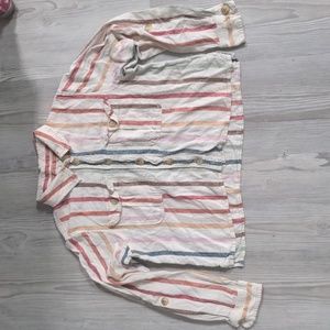 American Eagle size XS crop top button up rainbow stripe top